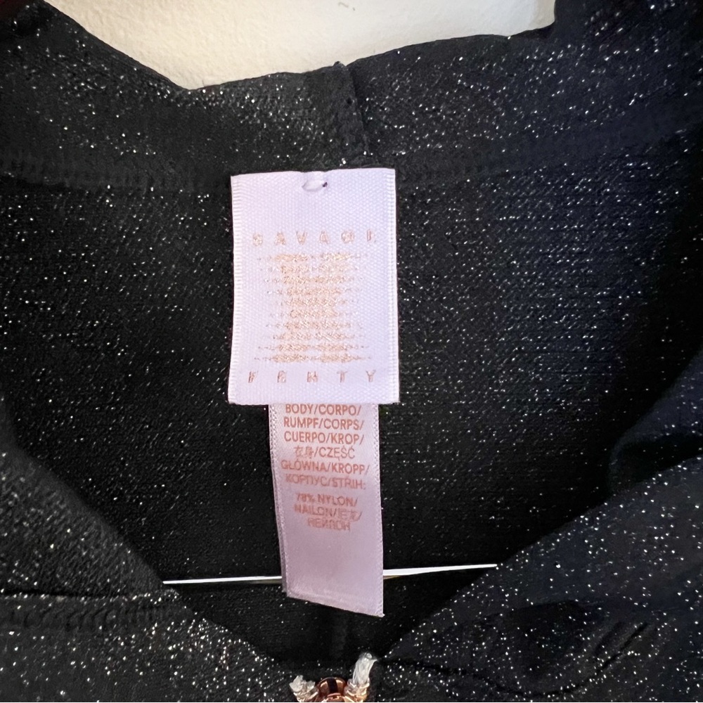 SAVAGE x FENTY Sleep & Shine Hooded Onesie in black silver shine lurex Sz M - Picture 5 of 11